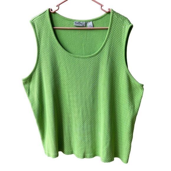 Coral Bay Plus Women's Tank Top Size 3X Green Polka Dot #G1573 - Picture 1 of 4
